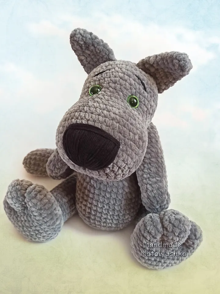 Big plush toy Wolf, Soft grey wolf, Friend for a little boy, Crochet cute toy for baby