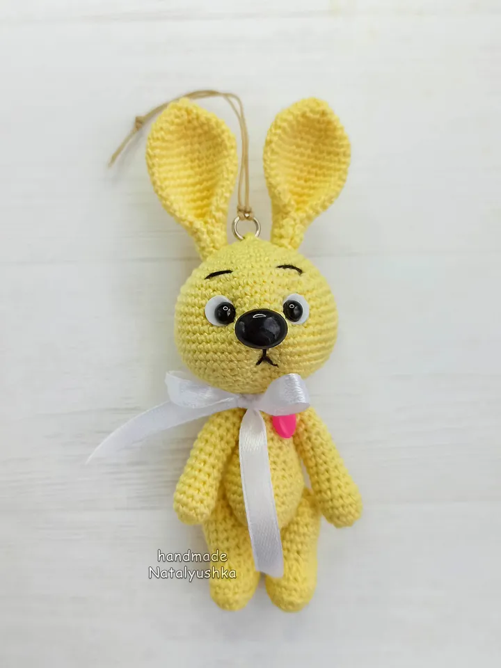 Little toy bunny keychain, Yellow rabbit, Souvenir toy, Easter bunny, Keyring