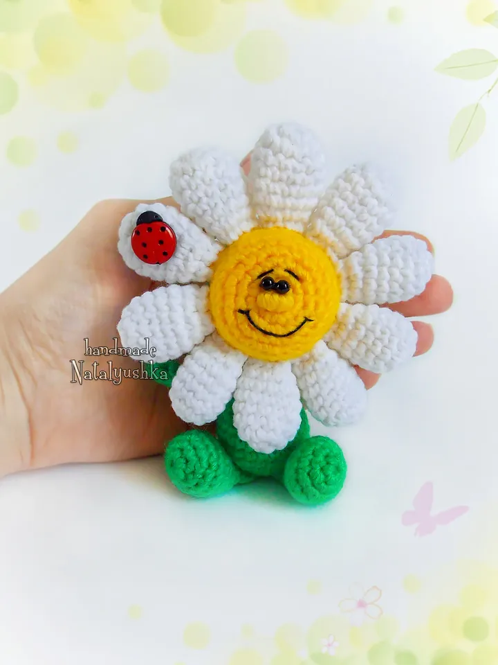 Soft Toy Smiling Flower, Crochet Daisy, Little Chamomile, Interior Daisy, Interior Flower, Wild Flower Souvenir
