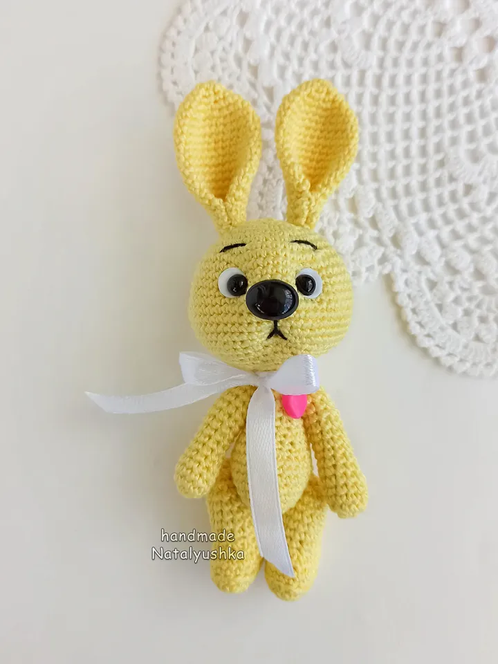 Little toy bunny keychain, Yellow rabbit, Souvenir toy, Easter bunny, Keyring