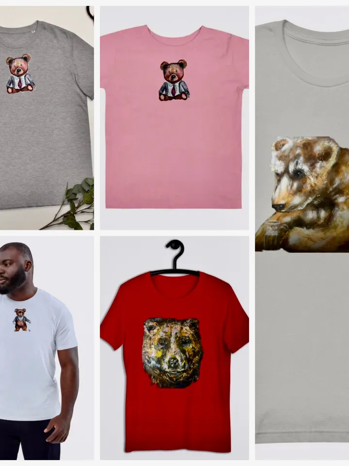 Bear with a pint Unisex t-shirt,bear with beer t shirt from my original watercolour painting,humorous t shirts,designer animals shirts