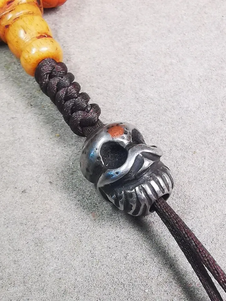Gandhanra Handmade Tibetan Amulet,Skull Citipati Pendant Bead,Spacer Bead for Mala,Bag Hanging,Prayer Bead Accessories,0.47" × 0.4"