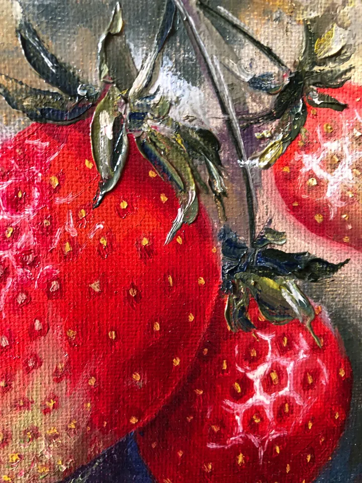 Fruits Original Painting Oil Still Life Strawberry Painting