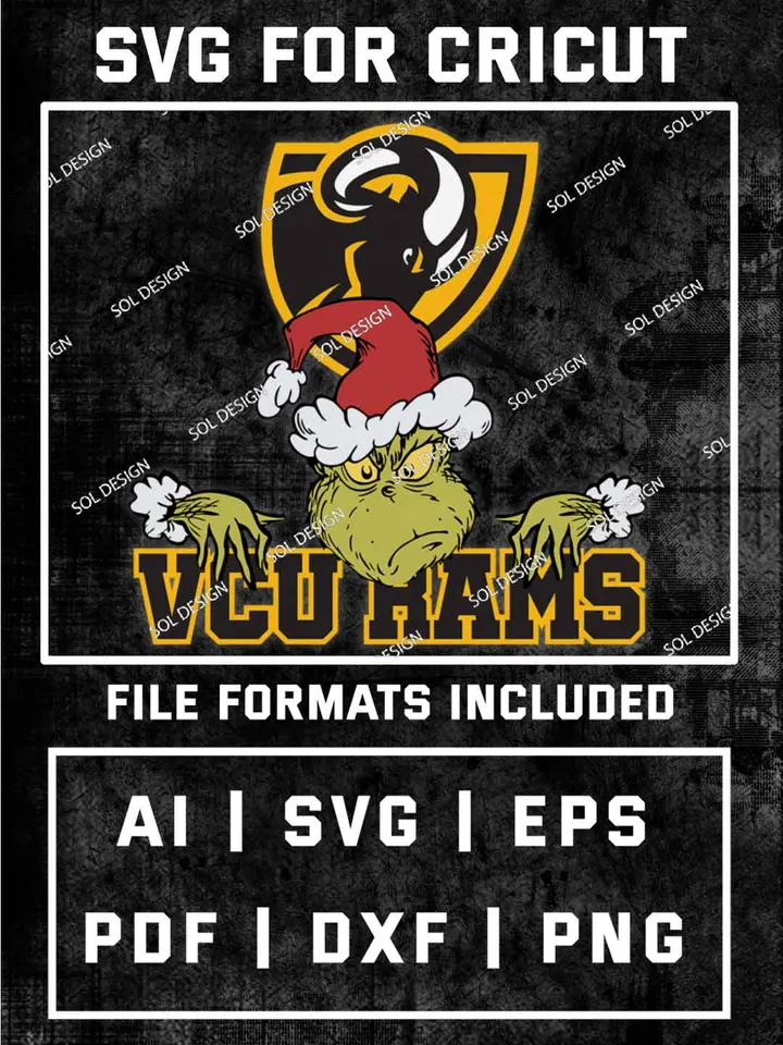 Grinch VCU Rams SVG, NCAA SVG Design, NCAA VCU Rams SVG, NCAA Rams Cricut, Christmas Svg, Grinch svg, Digital Download