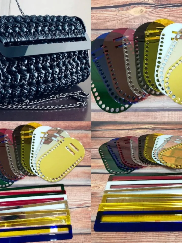 Bag knitting kit,Frame for bag crochet, accessories for bags,bottom for bag, bag made of black acrylic, blanks for bags, bag with inserts
