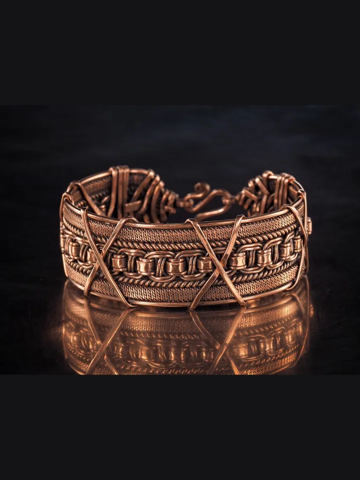 Woven copper wire bracelet Antique style handcrafted copper jewelry Unique gift