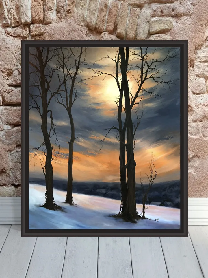 Forest Painting Original Sunset Landscape Painting Misty Forest Wall Art