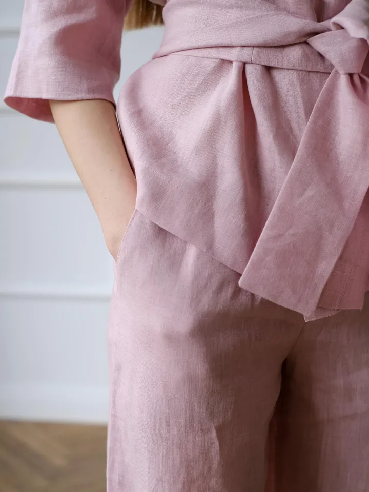 Linen suit - Kimono jacket with pants for women - Linen pants - Linen clothing womens
