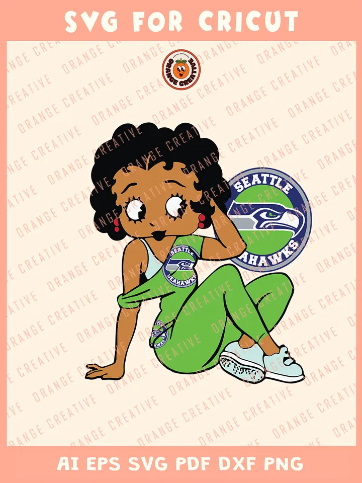 Betty Boop x NFL Seattle Seahawks Team Svg, NFL Seahawks Team Svg, NFL Football SVG for cricut, Seahawks Team Gift For Girls, Svg Files for Cricut, Png, Dxf, Digital Download
