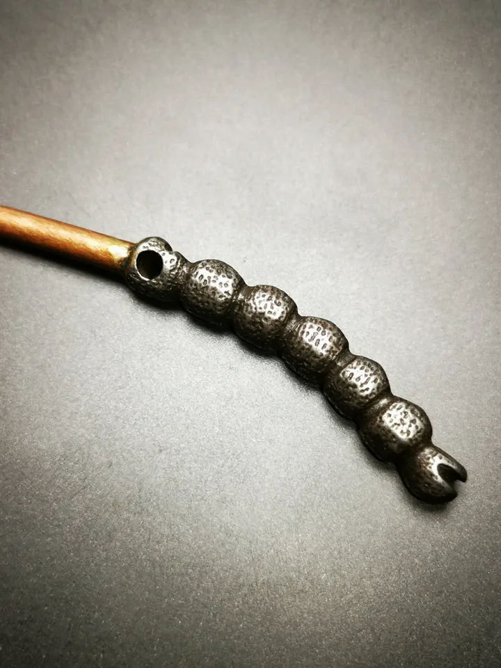 Handmad Charm Pendant,Tibetan Cordyceps Sinensis,Made of Cold Iron and Brass