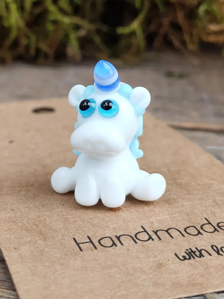 Tiny unicorn miniature, glass unicorn figurine, unicorn sculpture , unicorn totem or unicorn bead