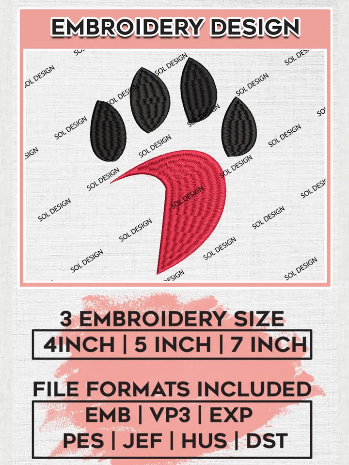 NCAA Davidson Wildcats Team Footprint Logo Embroidery Design Files, NCAA Davidson Wildcats Machine Embroidery, NCAA Teams, 3 sizes, NCAA Machine embroidery designs, Digital Download