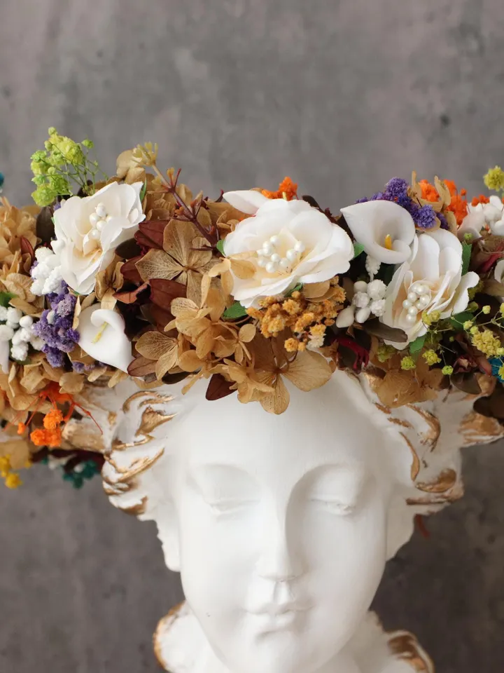 Hair jewelry.Party,Wedding Accessories,handmade items,autumn leaves,Orchid flower, White roses, birthday present,purple flower crown