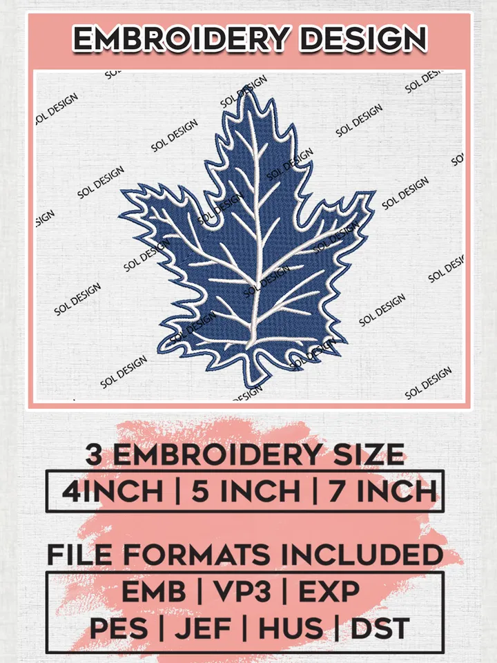 Toronto Maple Leafs Team Logo Embroidery Design, NHL Toronto Maple Leafs Logo Embroidery Files, Hockey Team Machine Embroidery, Machine Embroidery Design