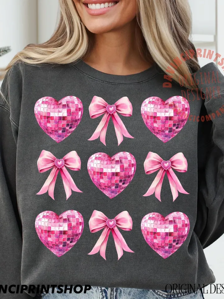 Valentines Day Png, Valentine Coquette Png, Valentine Heart Png, Disco Valentine Heart Png, Pink Valentines png, Love png, Heart png design
