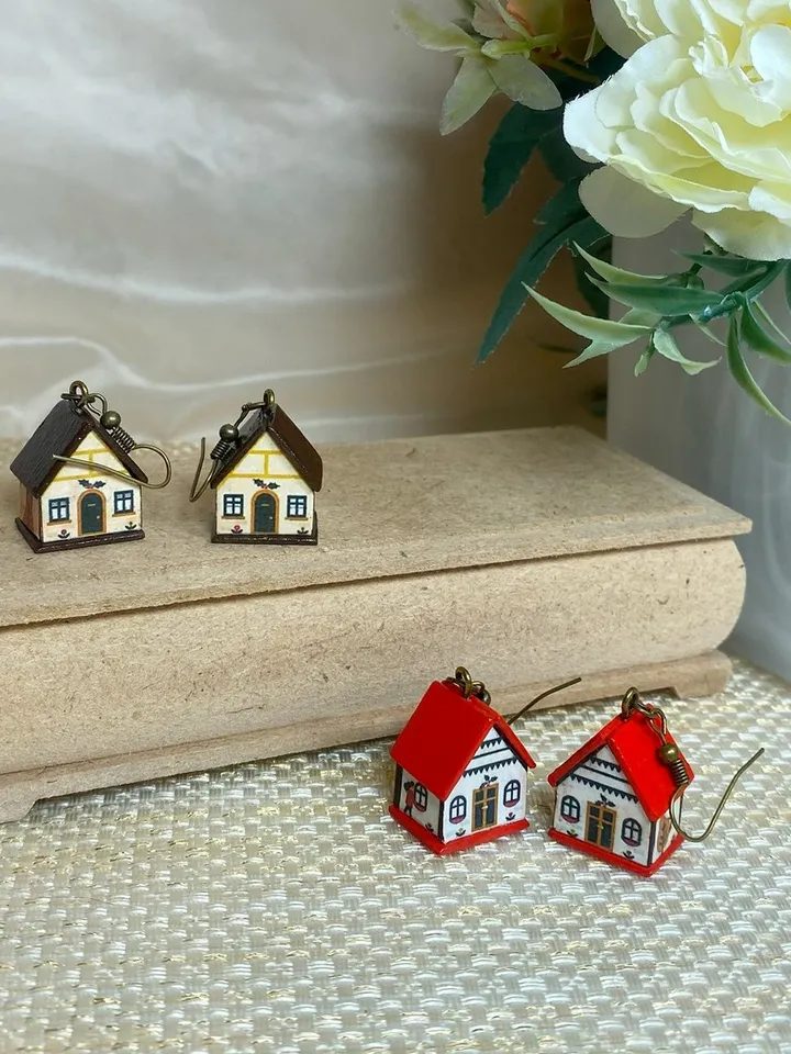 House earrings. Interesting handmade earrings.