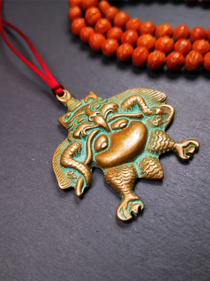 Gandhanra Antique Tibetan Buddhist Amulet,Garuda,Garula,Suparna,Golden-winged Bird Pendant,Made of Copper,2.28"