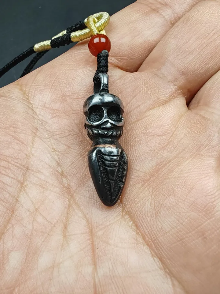 Gandhanra Handmade Skull Phurba Amulet,Kila - Dorje Phurba,Tibetan Budhist Ritual Implement Pendant,Made of Cold Iron,1.4"