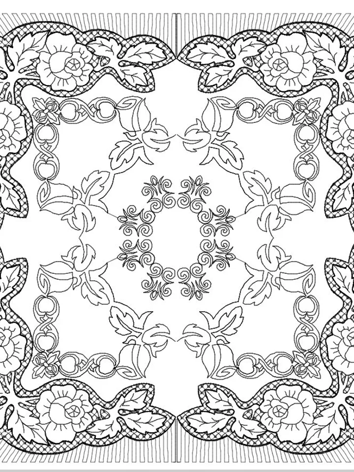 Machine Embroidery Design roses in trapunto technique in four parts