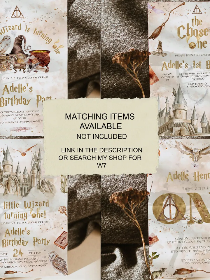 The Chosen One Birthday Party; Milestone Board Wizard Birthday Party; Magic School 1st Birthday; Editable Wizarding World Milestone Sign; W7
