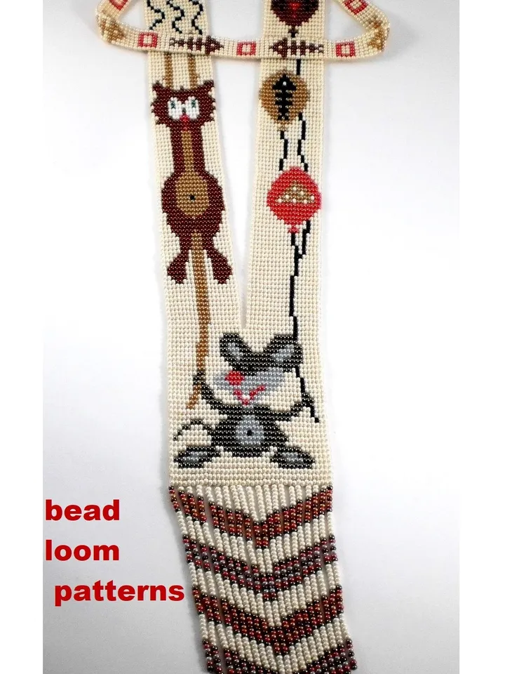 Bead loom patterns, schemes for a Gerdan-Split-Loom Necklace, Beading Loom only Pattern, Instant Download, PDF