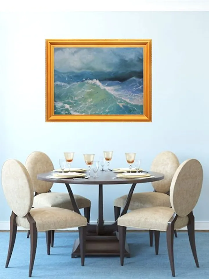 Singapore Painting Seascape Oil Original Art Keppel Bay Artwork Sea Wave Art