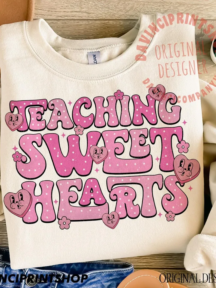Teaching Sweethearts Png, Teacher Valentines png, Valentines png, Retro Valentines png, Teacher png, Teacher Sublimation, Love png, Hearts
