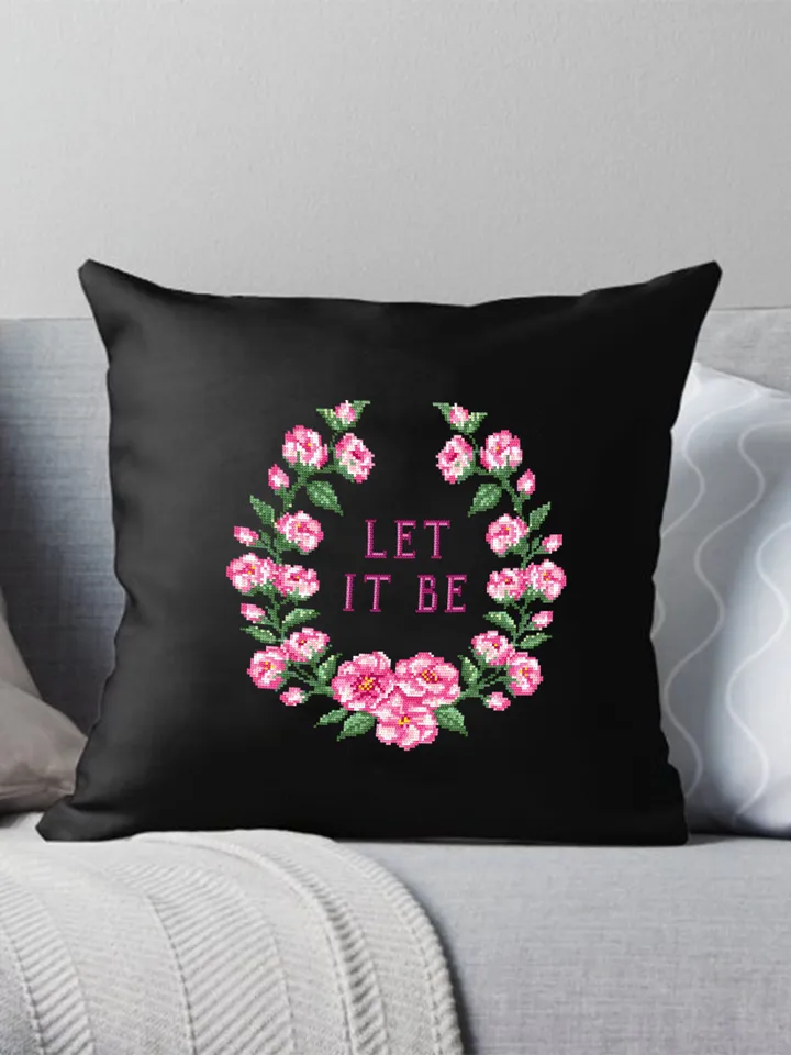 Framed quote cross stitch pattern Let it be download PDF Flower wreath cross stitch chart, Funny cross stitch Home decor, Flower sakura #Q29
