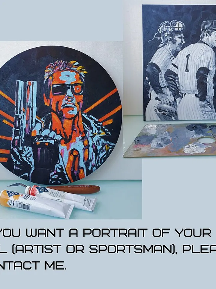 Terminator Painting Movie Original Art Fan Wall Art Schwarzenegger Oil Painting