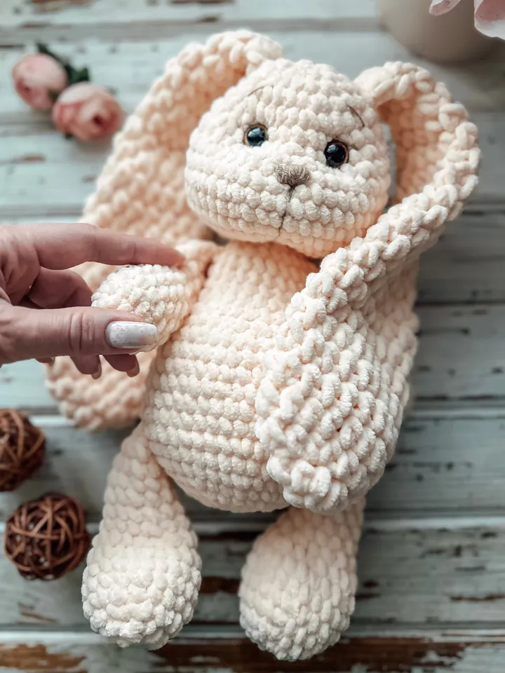 Crochet pattern softy bunny toy, rabbit doll, PDF Digital instant download, Video tutorial, stuffed animal, bunny with long ears, cute gift