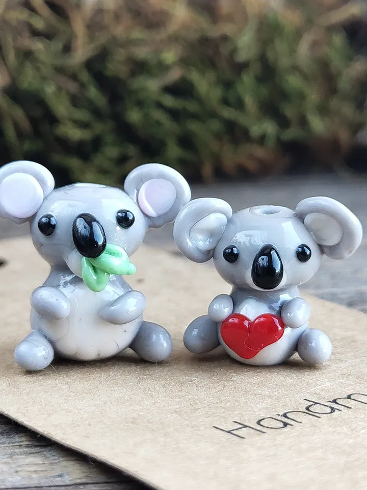 KOALA MINIATURE ANIMALS koala gifts I love you Koala figurine Koala ornament Koala Valentine Glass Koala Zen garden Terrarium figurine
