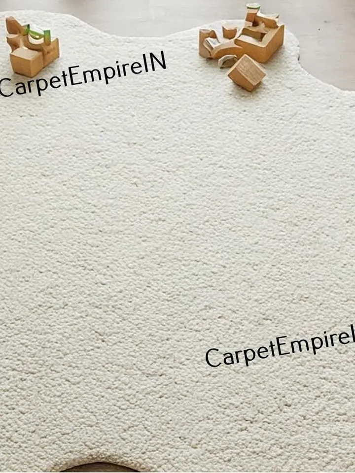 Irregular Cream Boucle Rug – Soft Plush, Aesthetic carpet for nursery, Livingroom rugBedroom rug,3x5,4x6,5x7,8x10,9x12,10x14,kids rug