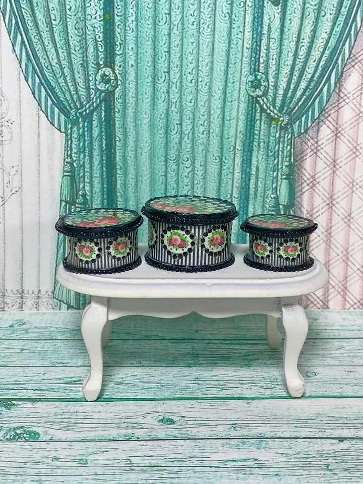 Dollhouse Storage Box Set. Handmade. 1:12. Dollhouse Accessories.