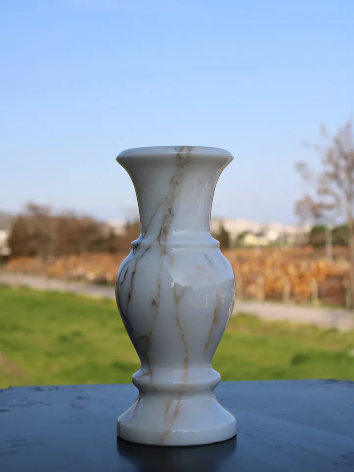 Big size marble vase is handmade from real marble sugar marble
