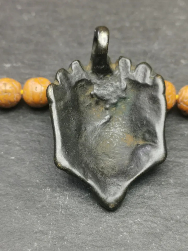 Gandhanra Antique Tibetan Buddhism Thokcha Amulet,Mahakala Pendant,Bhairava Mask,1.8" × 1.2"