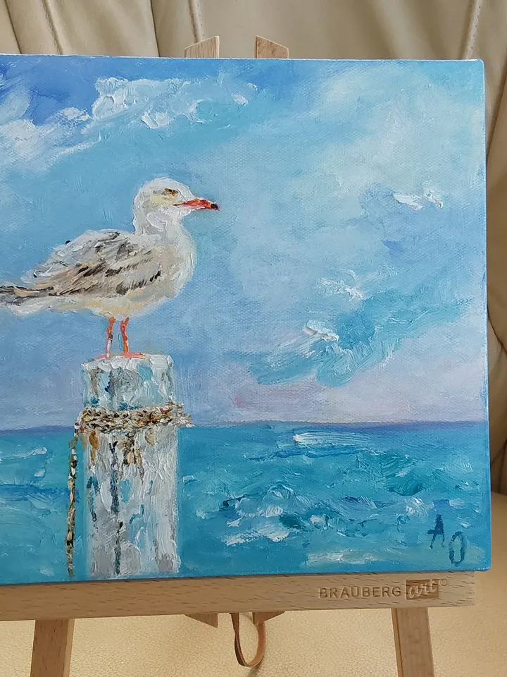 Gull oil painting 20x20cm (8x8 inches)
