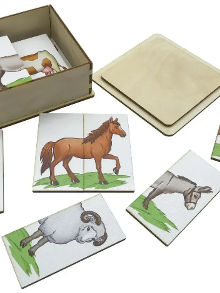 Montessori Puzzle - farm animals, Wooden toddler Toys Age 1 2 3 year