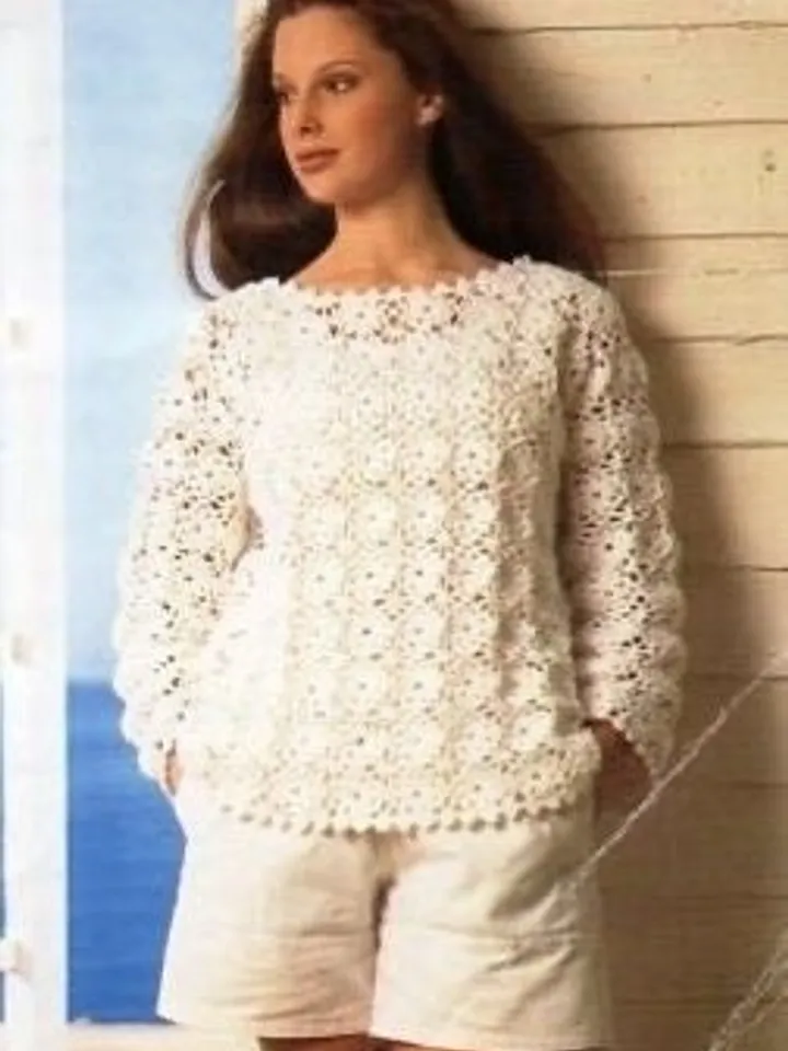 Crochet sweater pattern, crochet summer sweater, crochet motif sweater pdf instant download