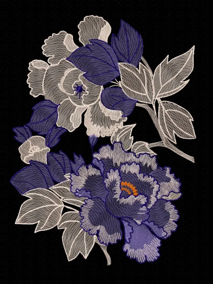 Airy peony 8x12 Embroidery Design DIGITAL EMBROIDERY