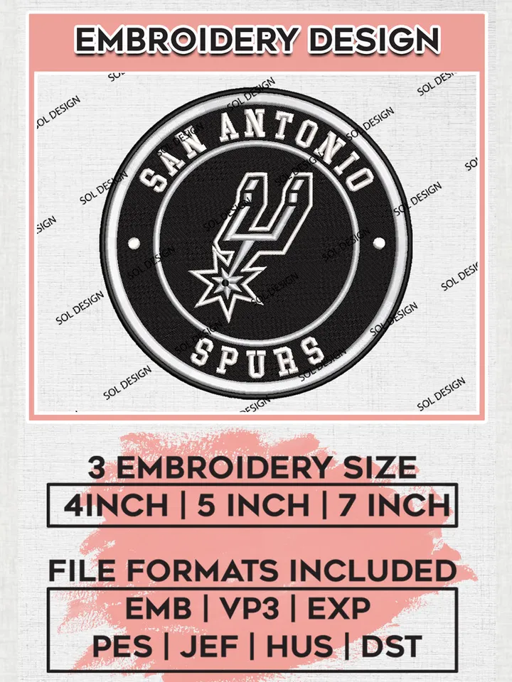 San Antonio Spurs NBA Basketball Team Logo Embroidery Design, NBA San Antonio Spurs Logo Embroidery Files, Basketball Team Machine Embroidery, Machine Embroidery Design
