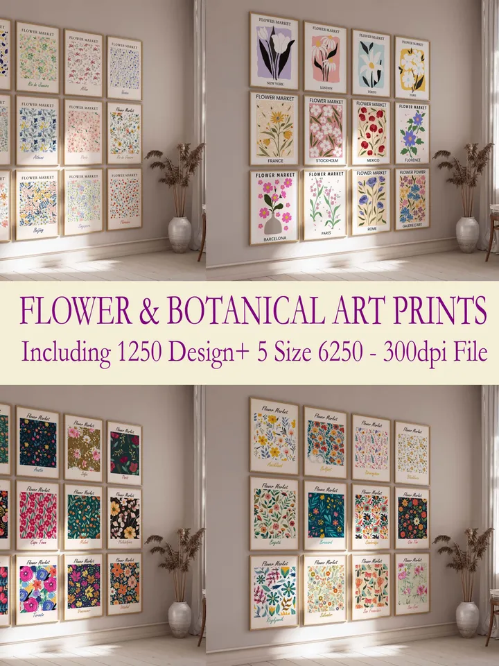 48500+ Gallery Wall Set, Mega Bundle, Bauhaus Wall Art, Boho Poster, Flower Botanical Wall Set, Fantastic poster, Matisse poster, Map Poster