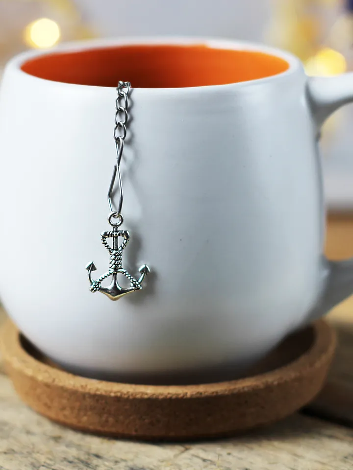 Nautical tea infuser for loose leaf tea, Tea Maker with anchor charm, Tea Steeper anchor pendant, Herbal tea gift