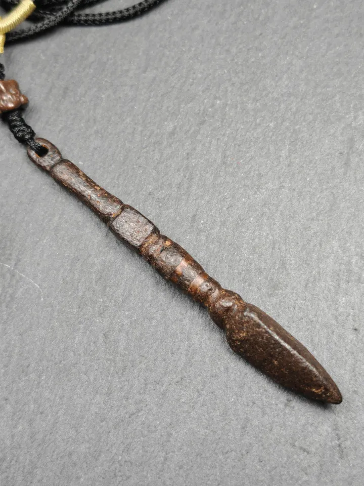 ONLE 1 - Gandhanra Authentic Old Phurba Amulet - Tibetan Ritual Kila Pendant - Made of Thokcha - 76mm Length
