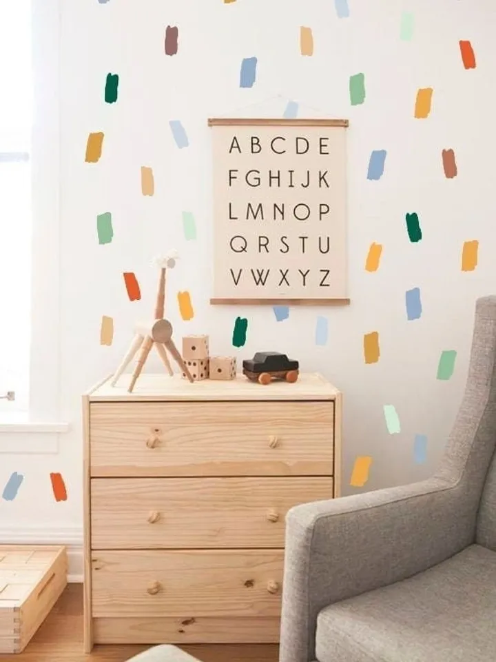 Paint Wall Decals - Brushstroke Sticker, Multi colored Brush Daub Decor, Paint Sticker, Kids Decals, Nursery Decor, Scandinavian Decor h30