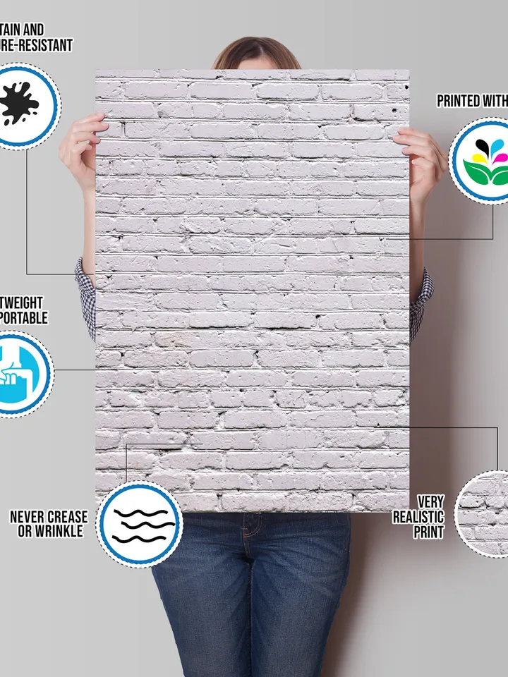 Bricks Photo Backdrop Board - 2-Sides Large Background Photography For Table Cake Food Picture - Screen Flat Box Portable Tabletop Sheet
