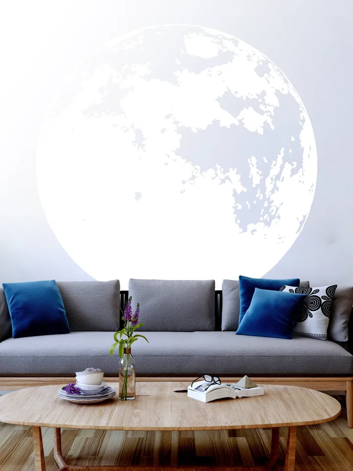 Glow In The Dark Moon Wall Sticker - Glowing Ceiling Decal For Kid Room Bedroom The Light Decor - 3d Large Vinyl Full Night Decoration Art