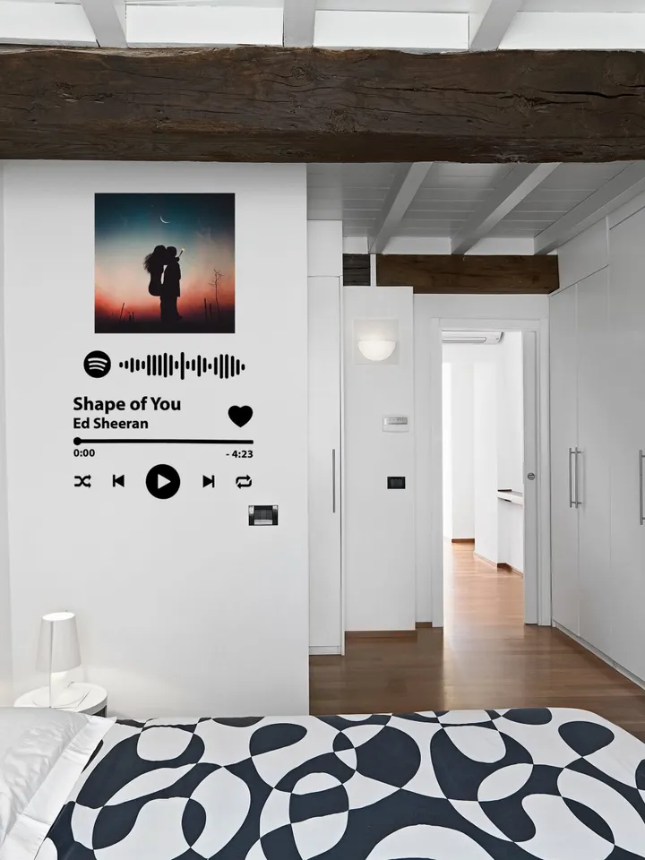 Custom Spotify Wall Vinyl Sticker - Personalized Song Code Frame Home Interior Room Art Decal - Waterproof Decoration Black Decor Print