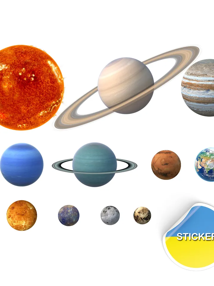 Glow In The Dark Planet Wall Decals - Solar System Glowing Sticker For Ceiling - Galaxy Kid Room Decor - 3d Outer Space Light Boy Decoration