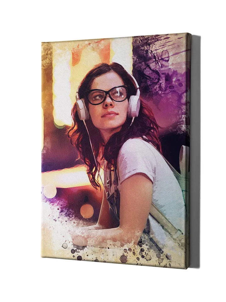 Custom Watercolor Effect Print On Canvas - Personalized Portrait From Customizable Photo Wall Art - Customized Picture Print