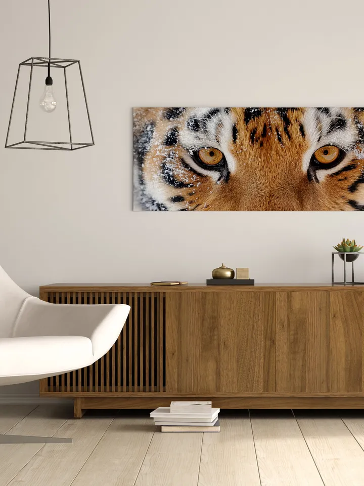 Wild Siberian Tiger Eyes Wall Art Canvas Decor - Large Animal Picture Print - Home Bedroom Living Room Office Portrait Framed Painting